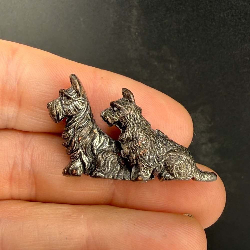 Vintage Estate‎ Scottish Dog Brooch Silver Tone Pewter Scottie Terrier Animal